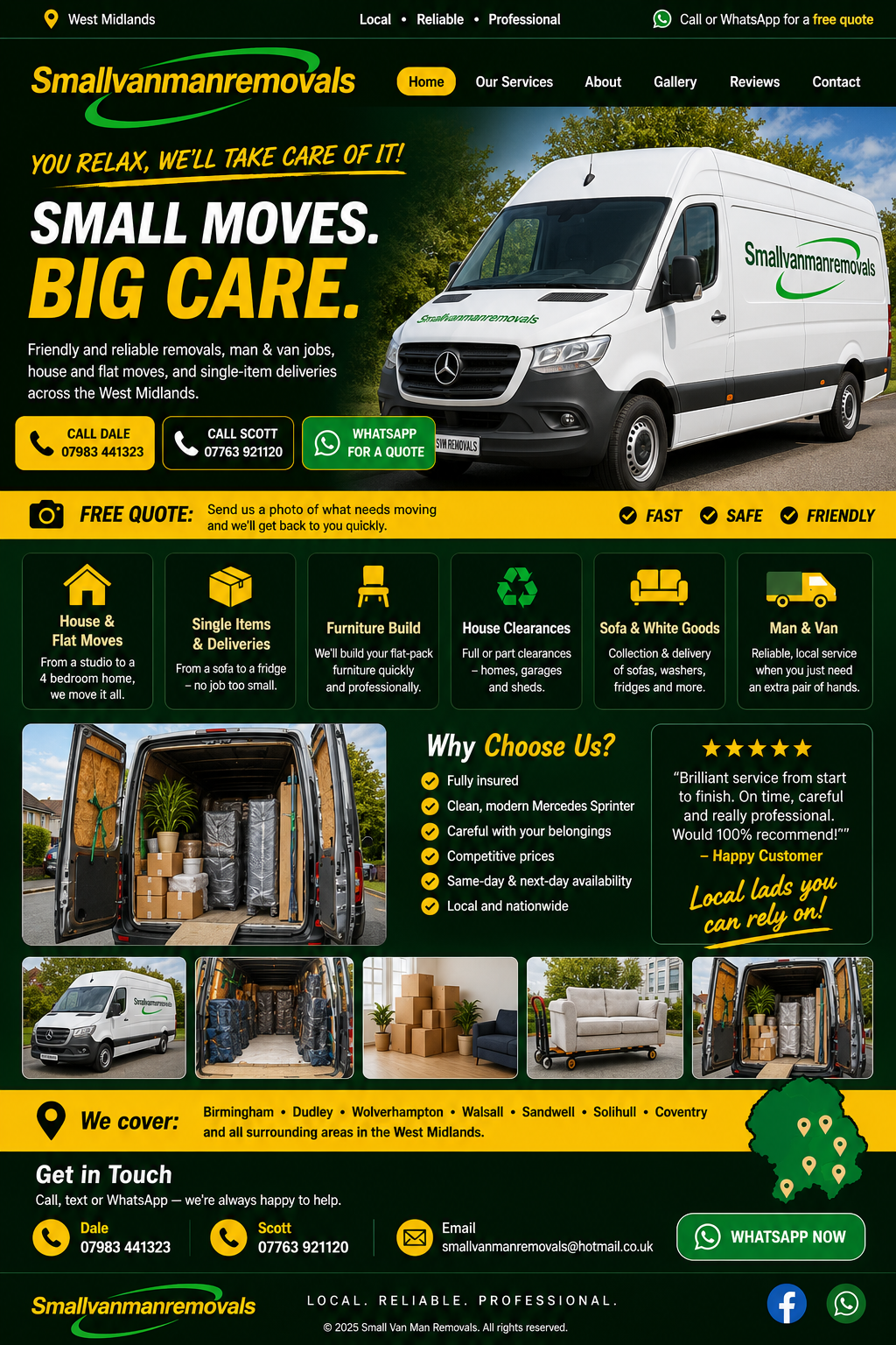 Small Van Man Removals homepage